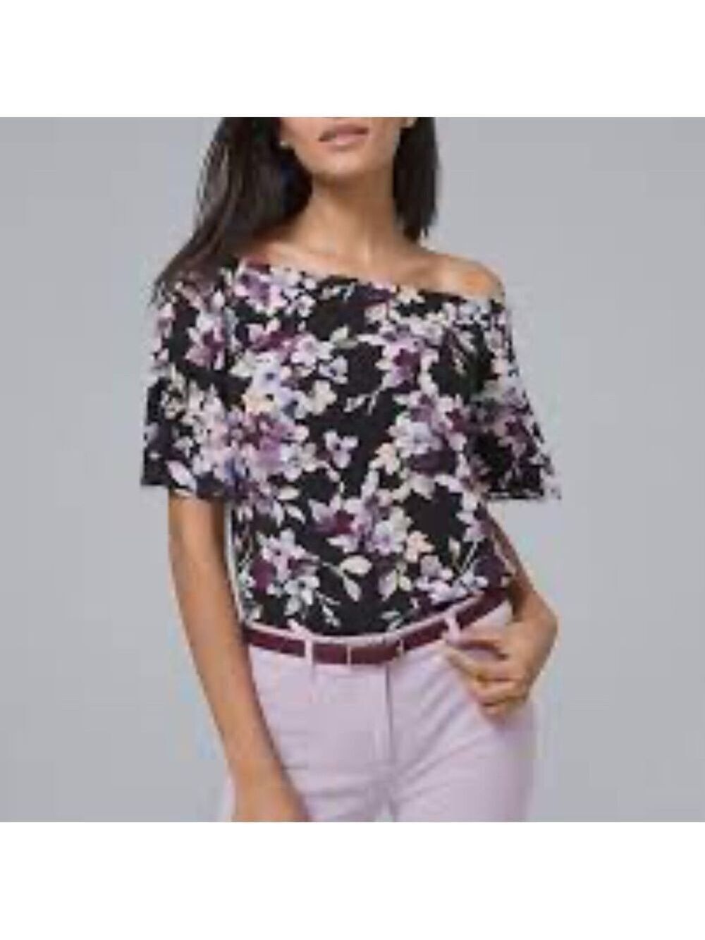 White House Black Market Floral Off-The-Shoulder Blouse
